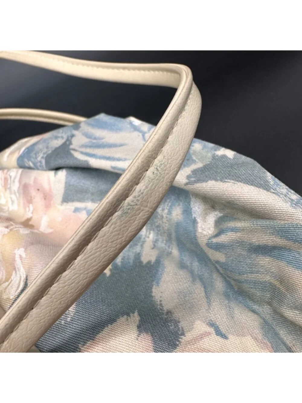 Vintage Floral Shoulder Bag Purse 1980s Pastel Blue Pink Retro Fashion Accessory - Picture 6 of 12